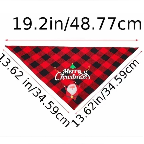 Christmas Dog Bandanna Tartan Plaid Merry Christmas Graphic Tie On Green 19" OS - Picture 2 of 13